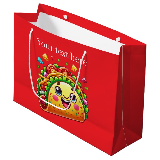 Cute customizable taco party large gift bag (Front Angled)