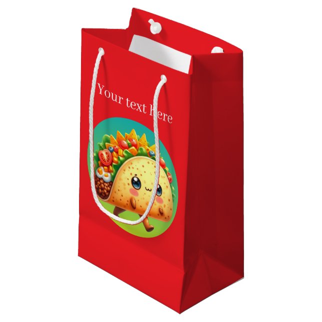Cute customizable taco party small gift bag (Front Angled)