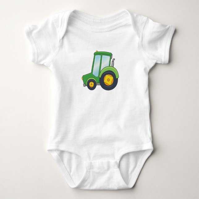Cute Customizable Tractor Baby Bodysuit (Front)