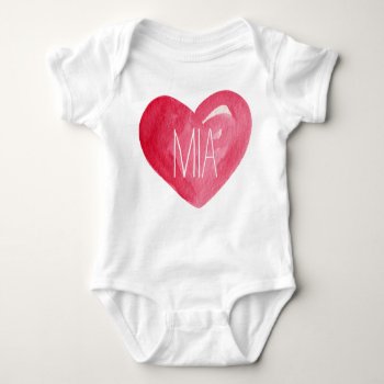 Cute Customize Baby Name Heart Baby Bodysuit by CreationsInk at Zazzle