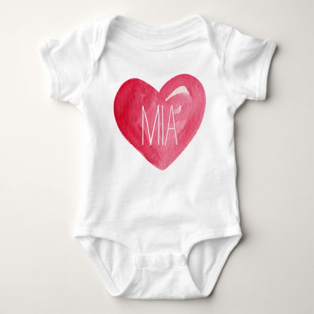 Cute Customize Baby Name Heart Bodysuit (Front)