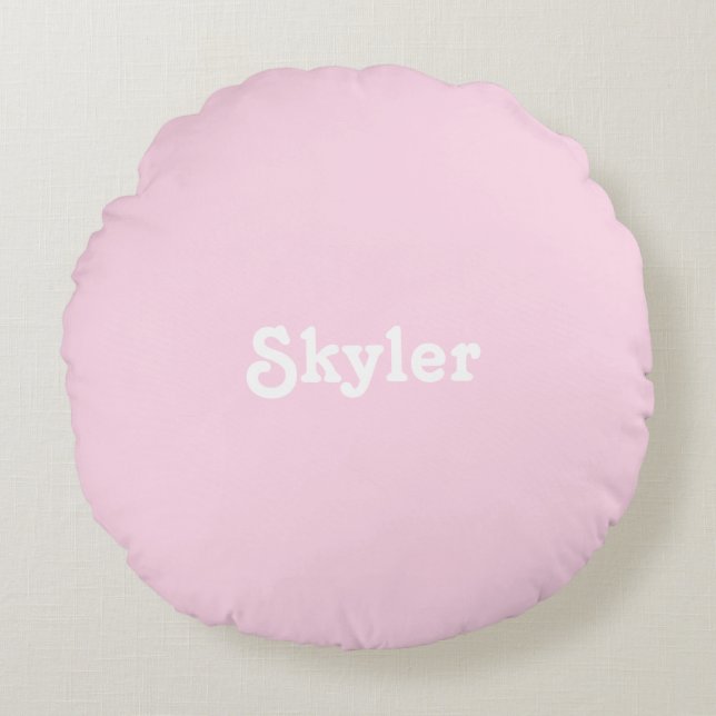"cute" customize change name light pink round pillow (Front)