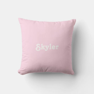"cute" customize name text light pink white throw pillow