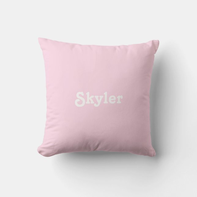 "cute" customize name text light pink white throw pillow (Front)