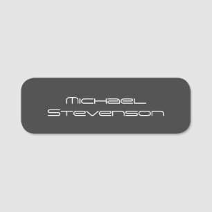 Cute Customize Text Black White Modern Minimalist Name Tag