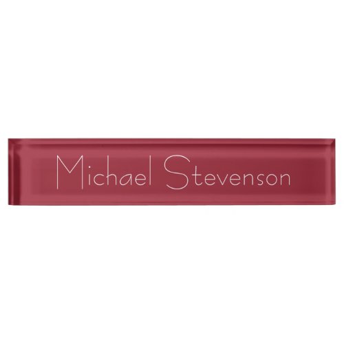 Cute Customize Text Modern Red Business Nameplate