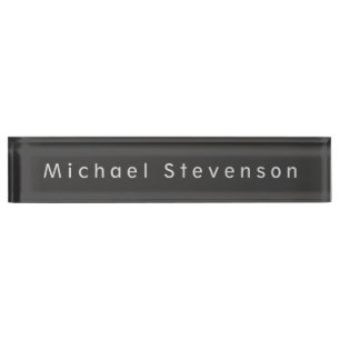 Cute Customize Text Unique Grey Desk Nameplate