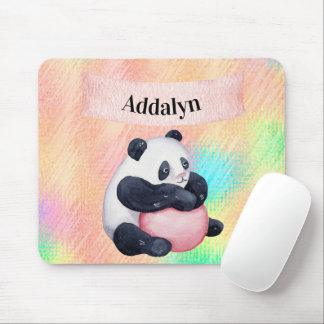 Cute Customized Baby Panda Bear Watercolor Pastel Mouse Pad