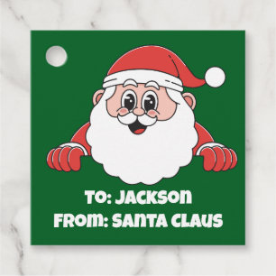 Cute Customized From Santa Claus Green Favor Tags