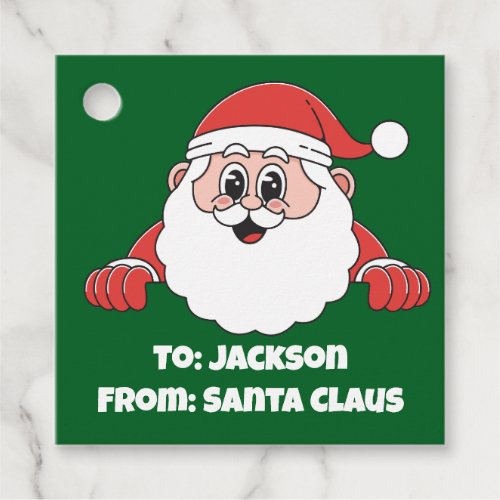 Cute Customized From Santa Claus Green Favor Tags
