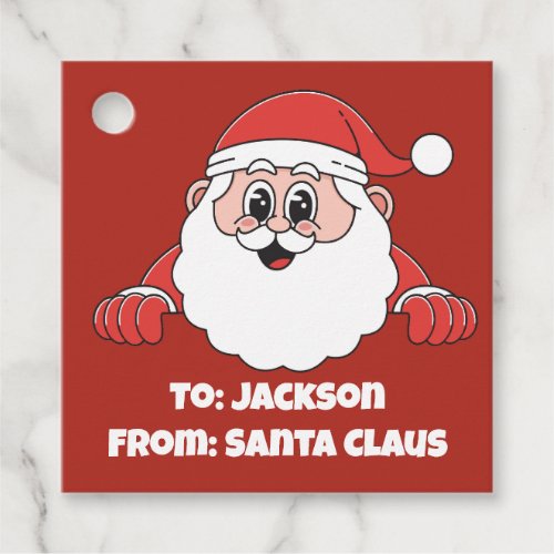 Cute Customized From Santa Claus Red Favor Tags