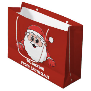Cute Customized From Santa Claus Red Large Gift Bag