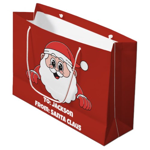 Cute Customized From Santa Claus Red Large Gift Bag
