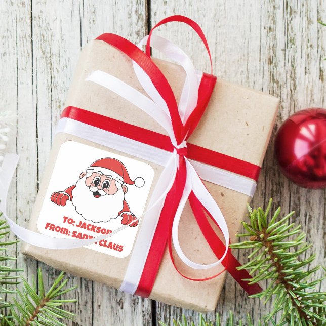 Cute Customized From Santa Claus Square Sticker (Creator Uploaded)