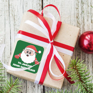 Cute Customized Green From Santa Claus Square Sticker