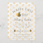 Cute Customized Honey Bee First Birthday Invitation (Front/Back)