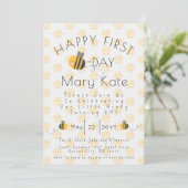 Cute Customized Honey Bee First Birthday Invitation (Standing Front)