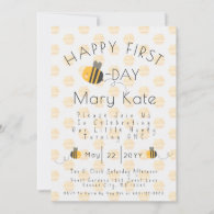 Cute Customized Honey Bee First Birthday Invitation