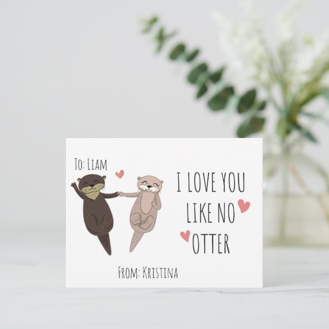Cute Customized I love you like no otter Postcard (Standing Front)
