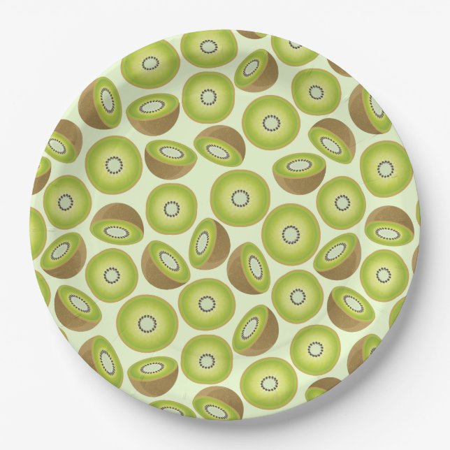 Cute Cut Kiwi Pattern Paper Plates (Front)