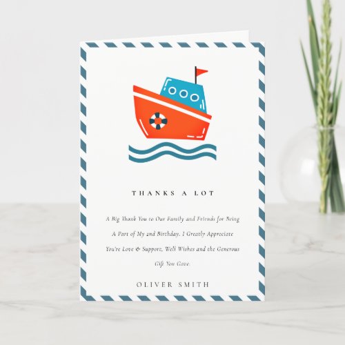 Cute Cute Kids Nautical Boat Any Age Birthday Thank You Card