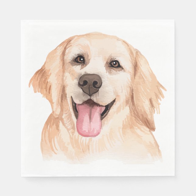 Cute Cute Puppy Golden Retriever Dog Party Napkins (Front)