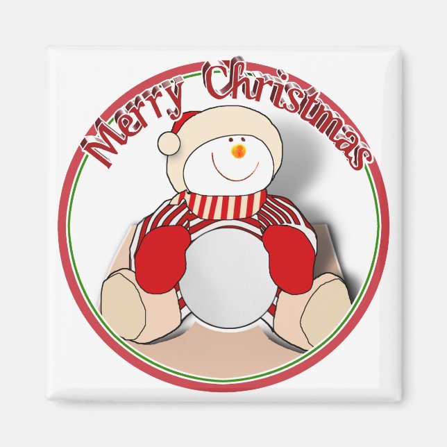 Cute Cutout Snowman - Merry Christmas Magnet (Front)