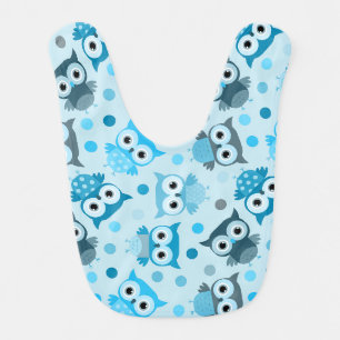 Cute cyan colorful owl pattern baby bib