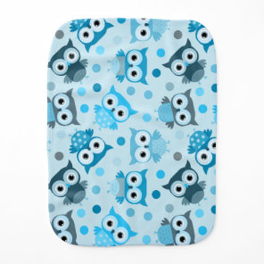 Cute cyan colorful owl pattern baby burp cloth
