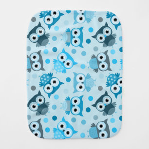Cute cyan colorful owl pattern baby burp cloth
