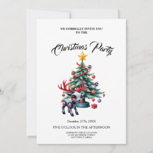 Cute Cyberpunk Reindeer with Christmas Tree Invitation