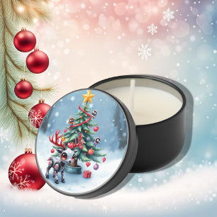 Cute Cyberpunk Reindeer with Christmas Tree Mini Candle Favors