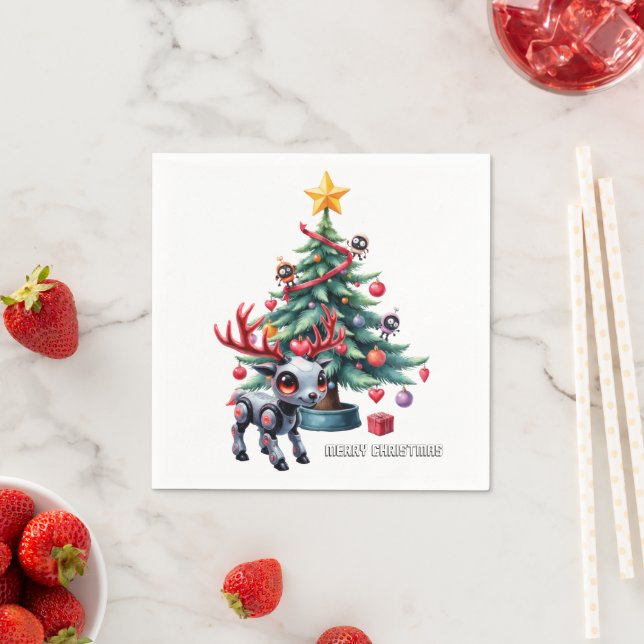 Cute Cyberpunk Reindeer with Christmas Tree  Napkins (Insitu)