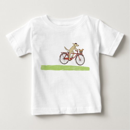 Cute Cycling Dog and Squirrel  Animal Friends Baby T_Shirt
