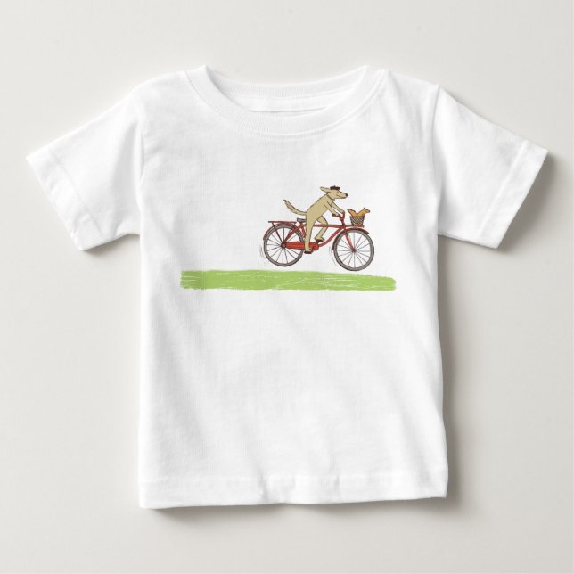Cute Cycling Dog and Squirrel | Animal Friends Baby T-Shirt (Front)