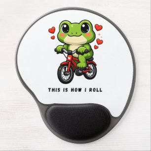 Cute Cycling Frog Kawaii Frog Bicycle Art Gel Mouse Pad