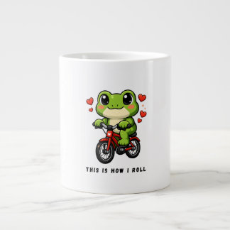Cute Cycling Frog | Kawaii Frog Bicycle Art Giant Coffee Mug