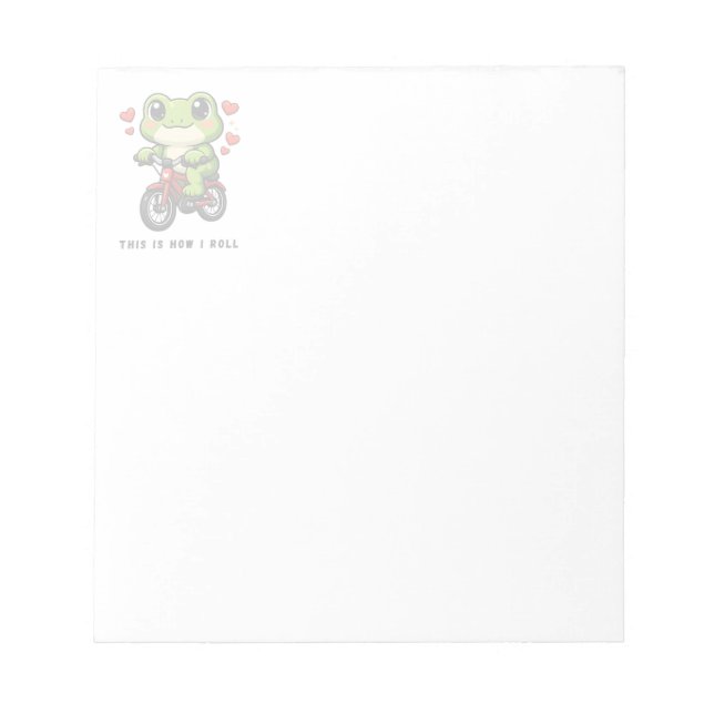 Cute Cycling Frog | Kawaii Frog Bicycle Art Notepad (Front)