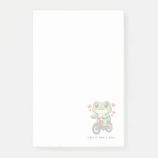 Cute Cycling Frog | Kawaii Frog Bicycle Art Post-it Notes