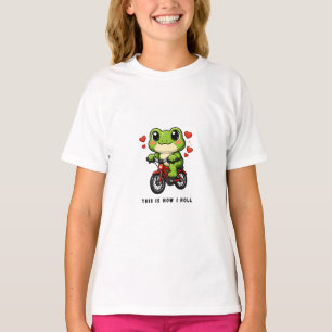 Cute Cycling Frog Kawaii Frog Bicycle Art T-Shirt