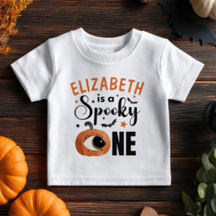 Cute Cyclop Pumpkin Halloween Spooky One Name Baby T-Shirt
