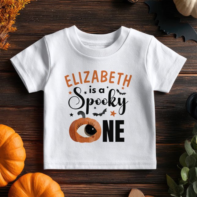Cute Cyclop Pumpkin Halloween Spooky One Name Baby T-Shirt (Creator Uploaded)