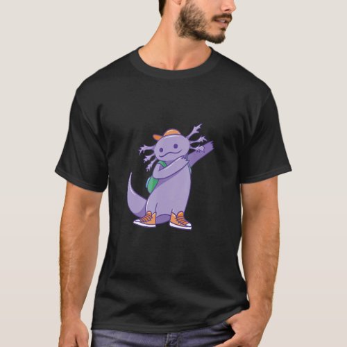 Cute Dabbing Axolotl With Backpac And Sneakers Fun T_Shirt