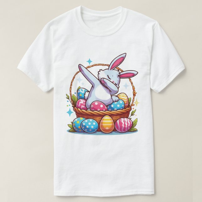 Cute Dabbing Bunny Design Easter Day Gift T-Shirt (Design Front)
