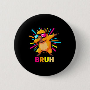 Cute Dabbing Capybara Funny Animal Meme Capy Lover Button