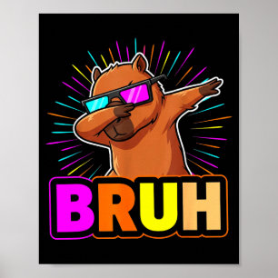 Cute Dabbing Capybara Funny Animal Meme Capy Lover Poster