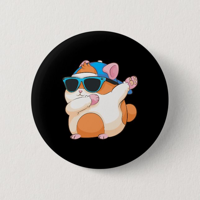 Cute Dabbing Hamster Funny Famous Dab Dance Pose P Button (Front)