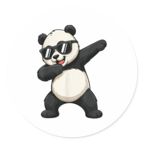 Cute Dabbing Panda Bear Outfit Boy Teen Men Dab An Classic Round Sticker