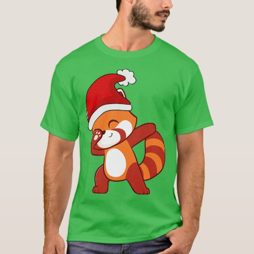 Cute Dabbing Red Panda Santa Hat Christmas Animal  T_Shirt