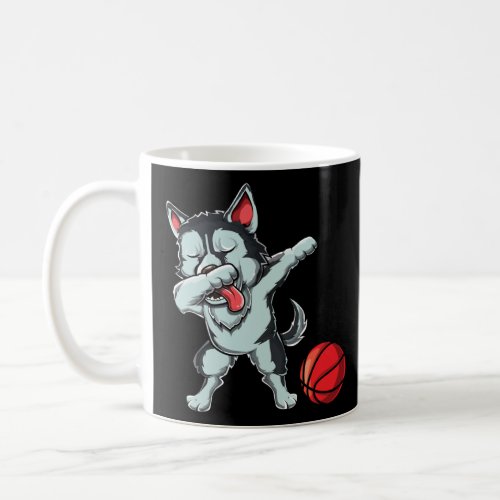 Cute Dabbing Siberian Husky Dog Dab Bball Basketba Coffee Mug
